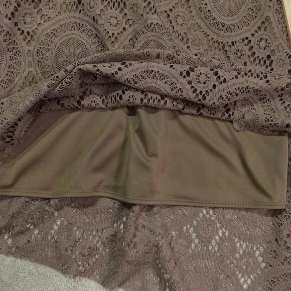 Soft Surroundings Womens Lace Tunic Long Sleeve Asymmetrical Hem Taupe Size XL - Picture 4 of 9